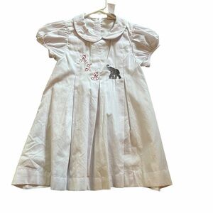 White Embroidered Dress with Elephant Design